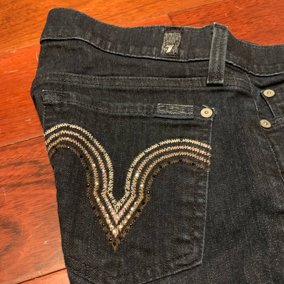 7 FOR ALL MAN KIND Straight Leg Dark Wash Jeans - Picture 6 of 8